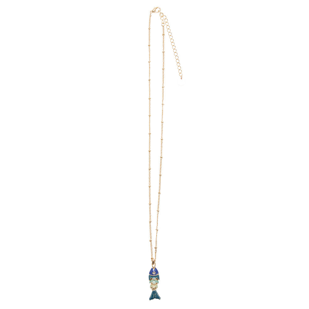 Movable Enamel Sardine 16" Necklace