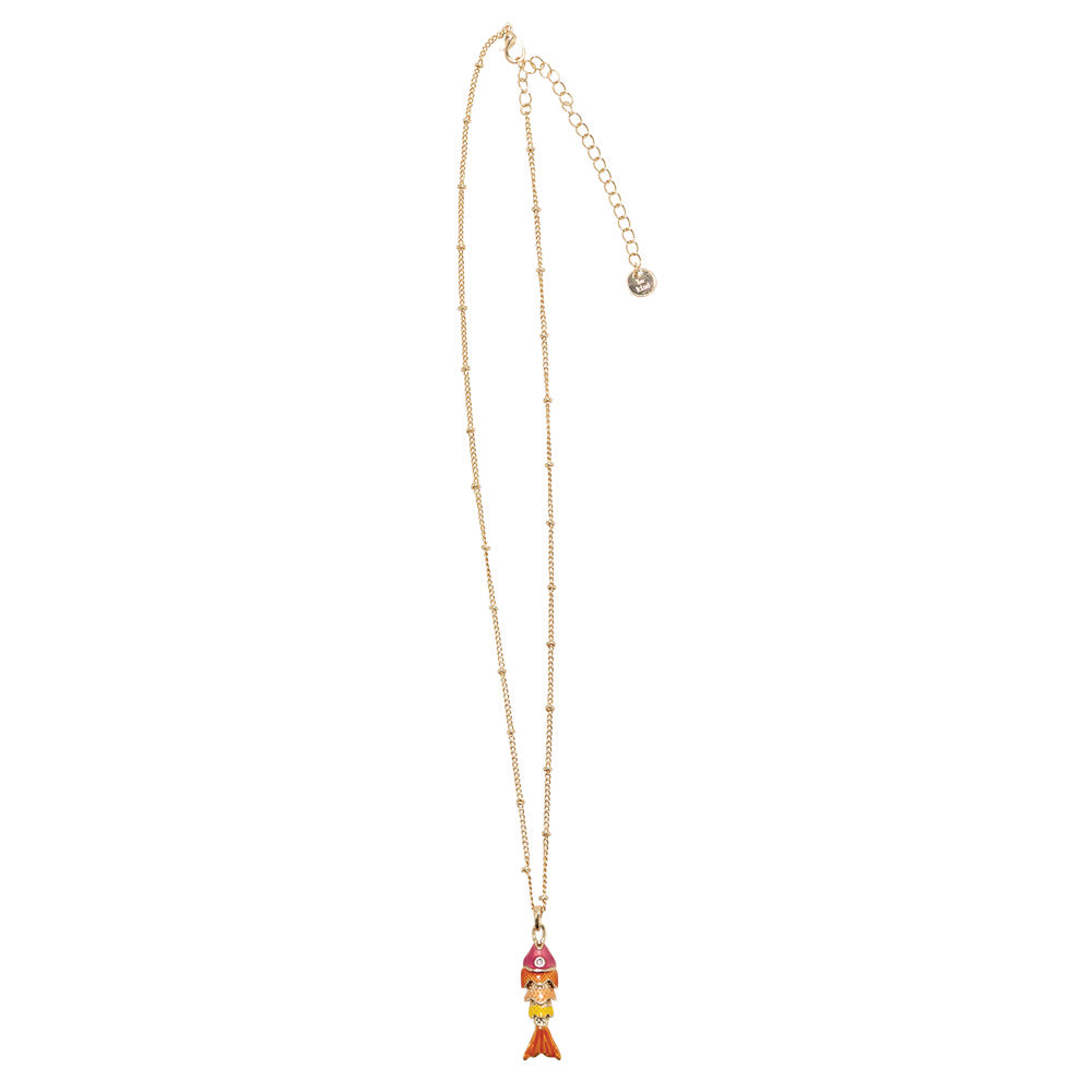 Movable Enamel Sardine 16" Necklace