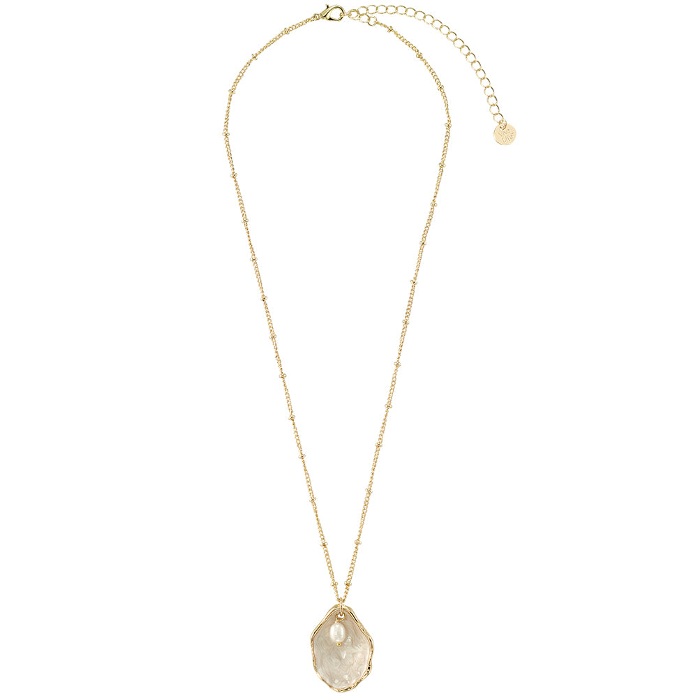 Pearlized Enamel Oyster Pearl 16″ Necklace