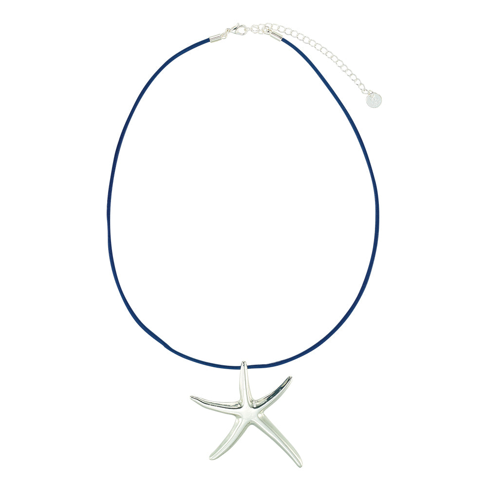 Leather Starfish Pendant 16'' Necklace