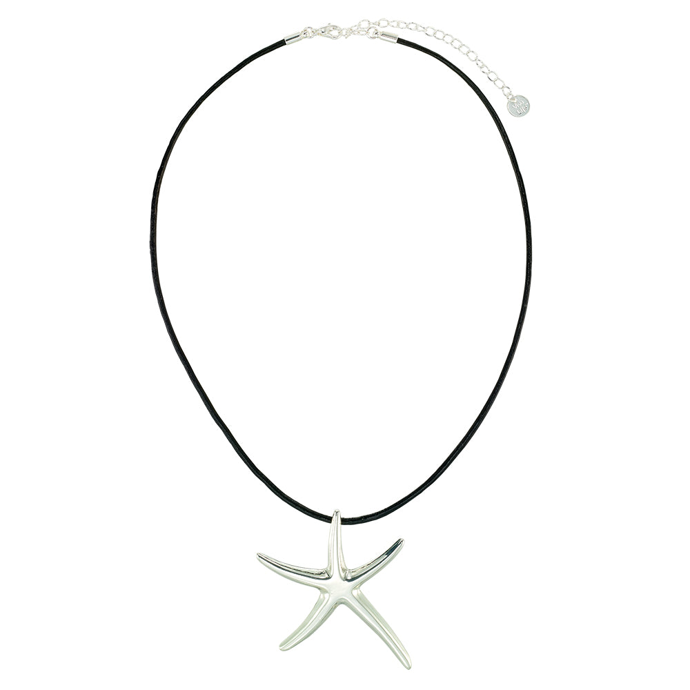 Leather Starfish Pendant 16'' Necklace