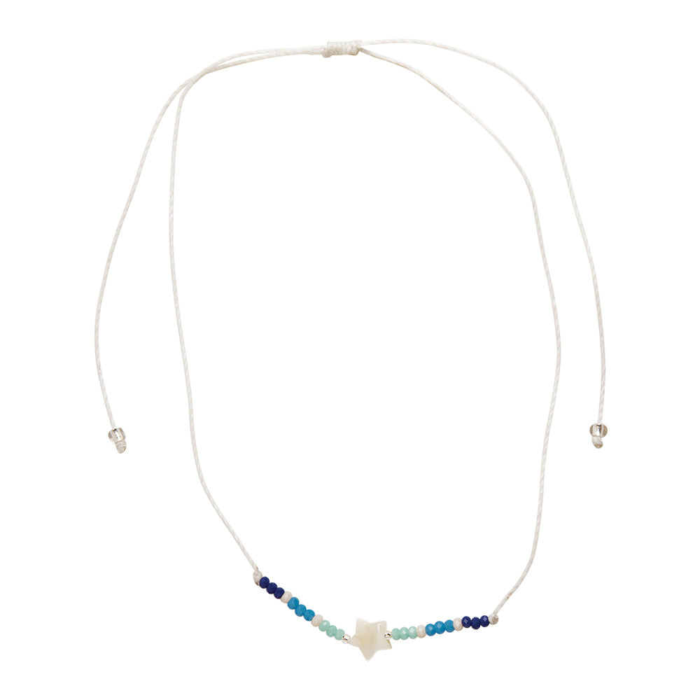 Star and Seed Bead Wax Cord Necklace