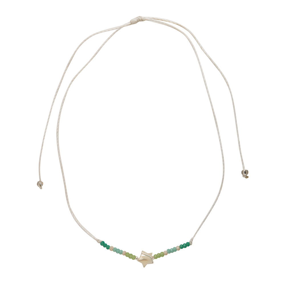 Star and Seed Bead Wax Cord Necklace