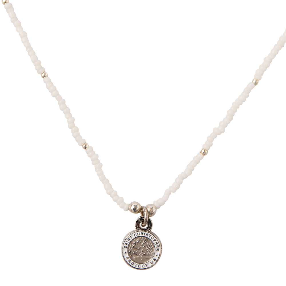 Seed Bead Saint Christopher Charm Necklace