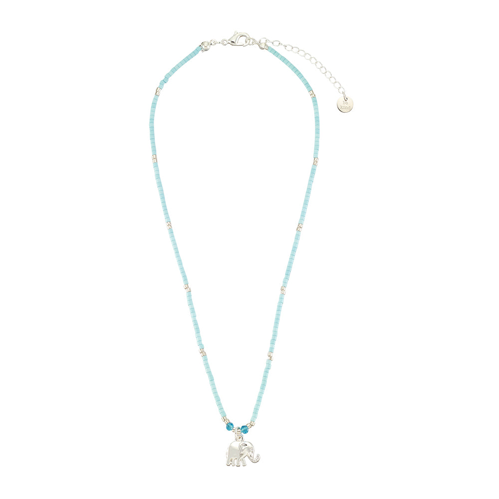 Pastel Seedbead Elephant Charm 15" Necklace