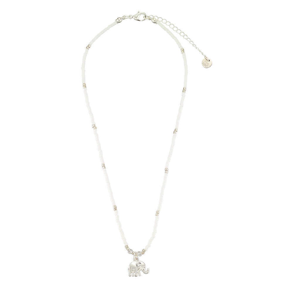 Pastel Seedbead Elephant Charm 15&quot; Necklace