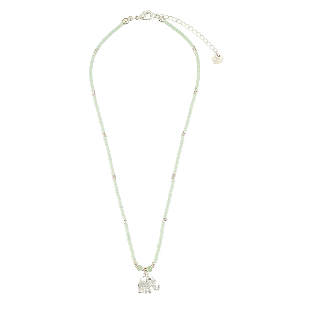 Pastel Seedbead Elephant Charm 15" Necklace