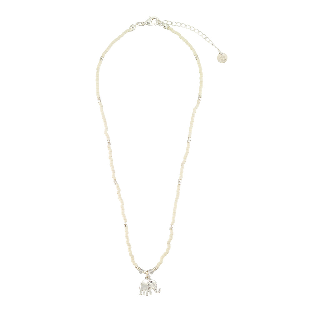 Pastel Seedbead Elephant Charm 15" Necklace