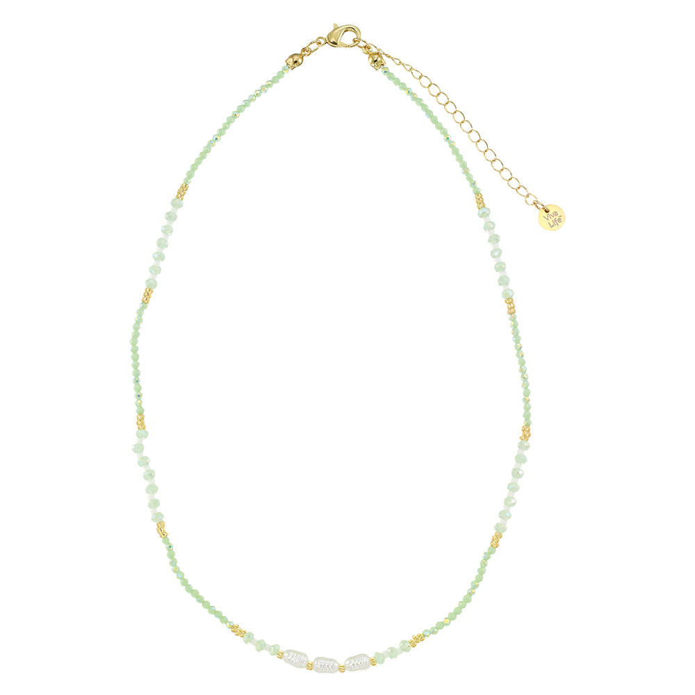 Triple Pearl/Metallic Colored Seedbead and Crystal 16&quot; Necklace