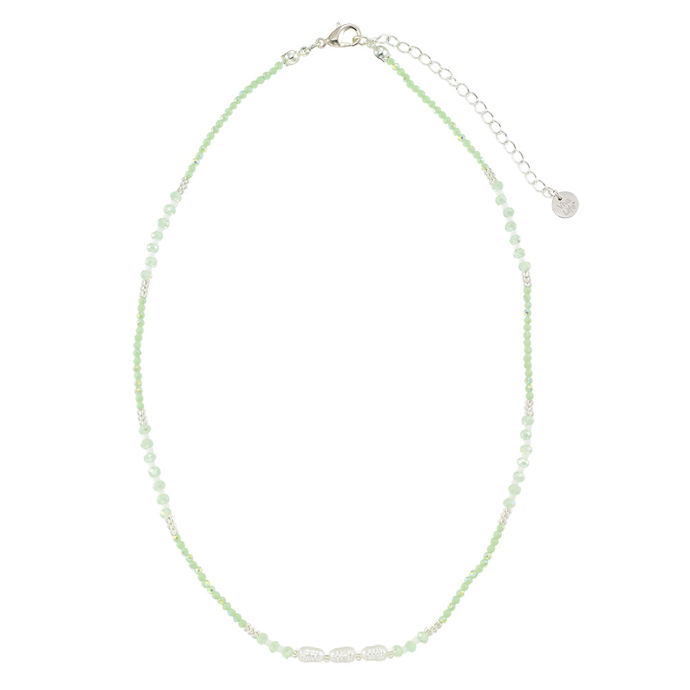 Triple Pearl/Metallic Colored Seedbead and Crystal 16" Necklace