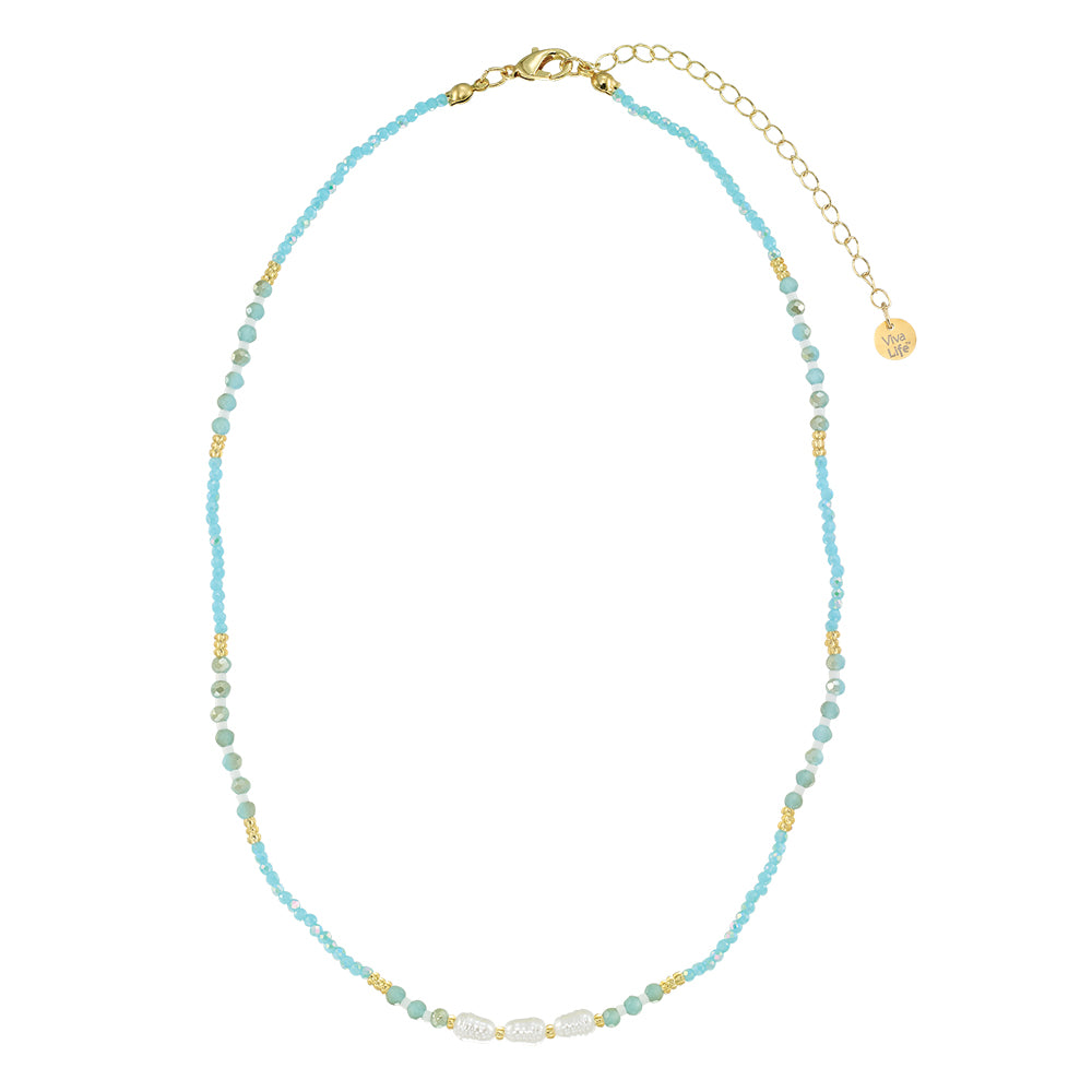 Triple Pearl/Metallic Colored Seedbead and Crystal 16&quot; Necklace