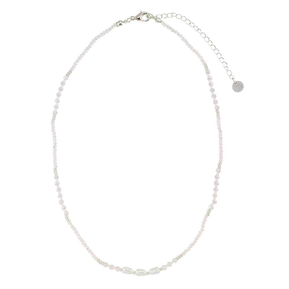 Triple Pearl/Metallic Colored Seedbead and Crystal 16" Necklace