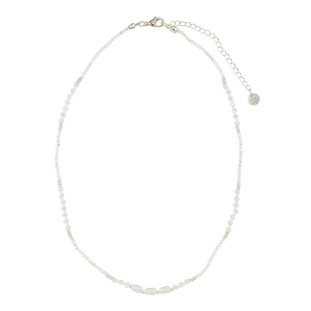Triple Pearl/Metallic Colored Seedbead and Crystal 16&quot; Necklace
