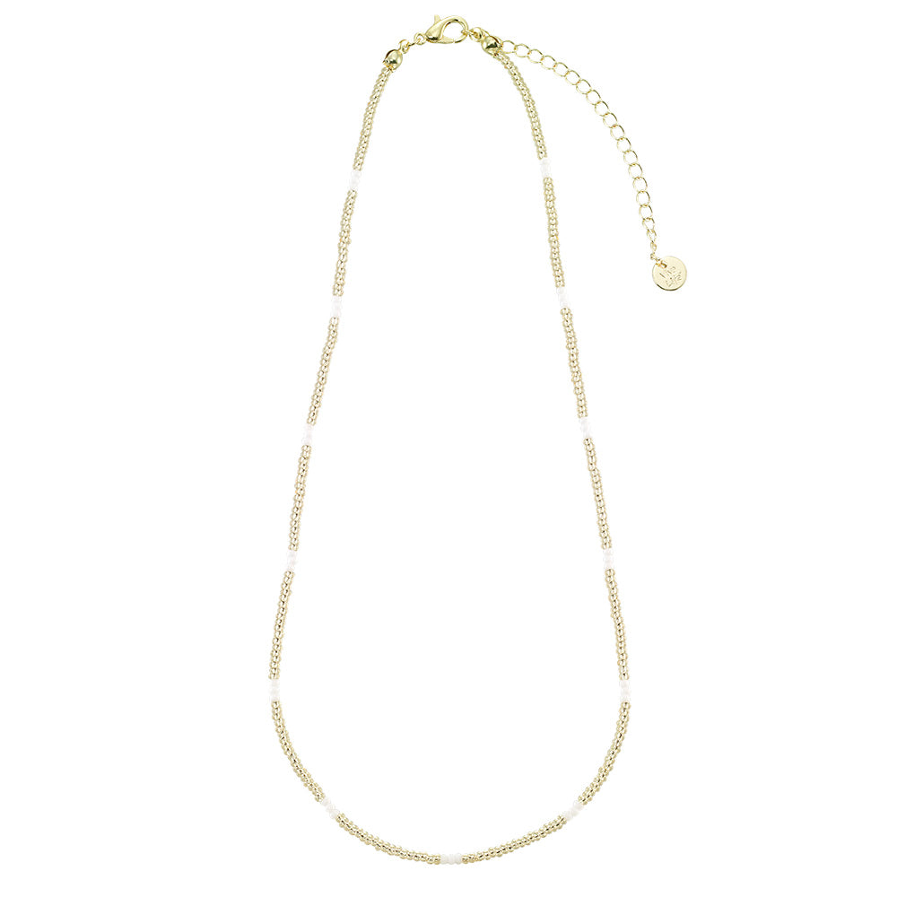 White, Silver, & Gold Metallic Necklace