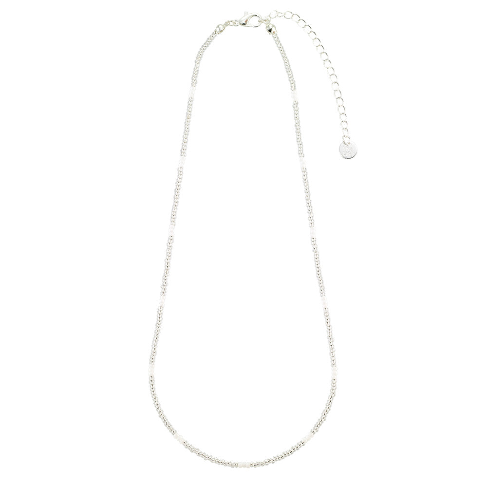 White, Silver, & Gold Metallic Necklace