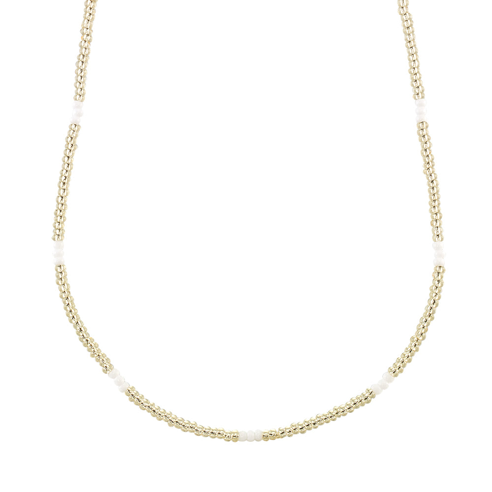 White, Silver, & Gold Metallic Necklace