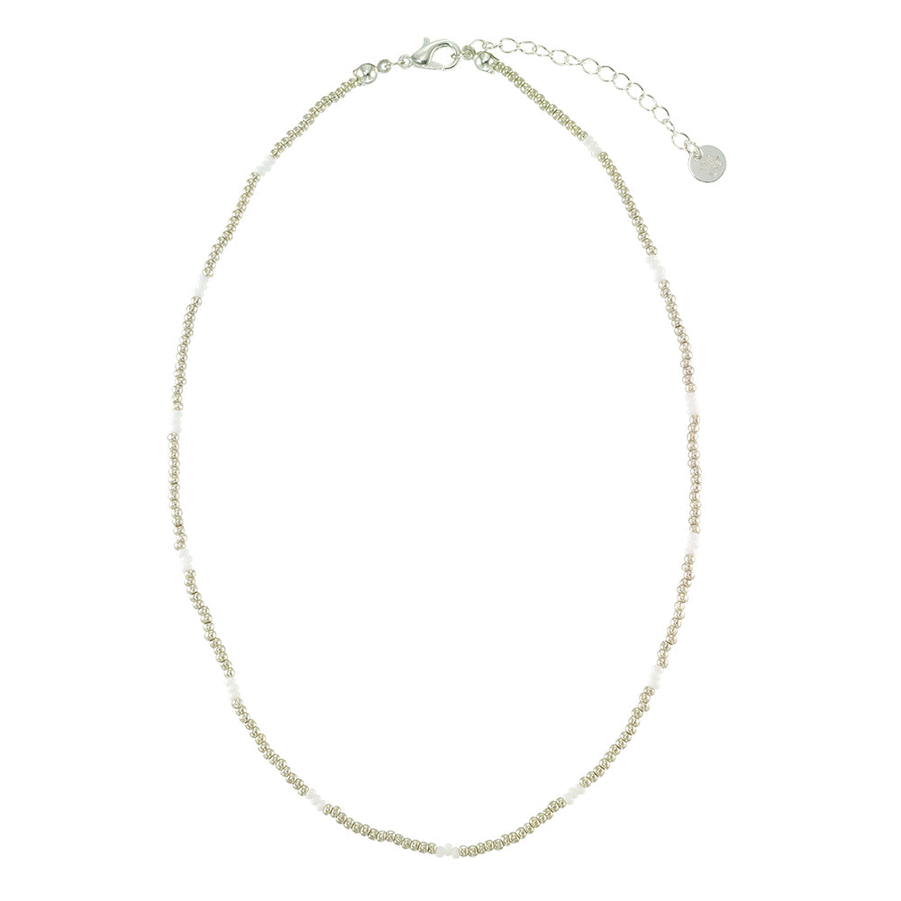 White, Silver, & Gold Metallic Necklace