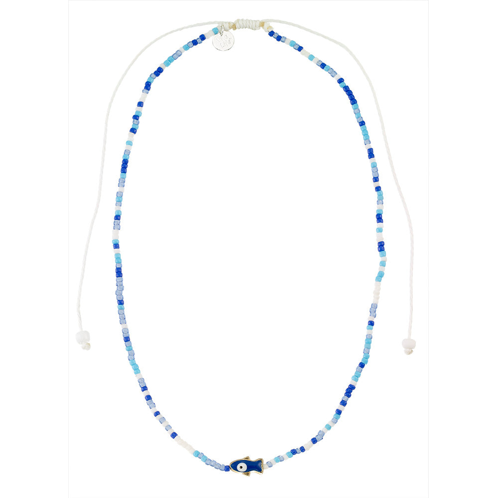 Enamel Sardine Seedbead Necklace