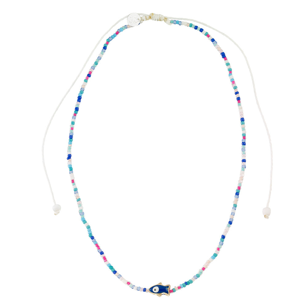 Enamel Sardine Seedbead Necklace