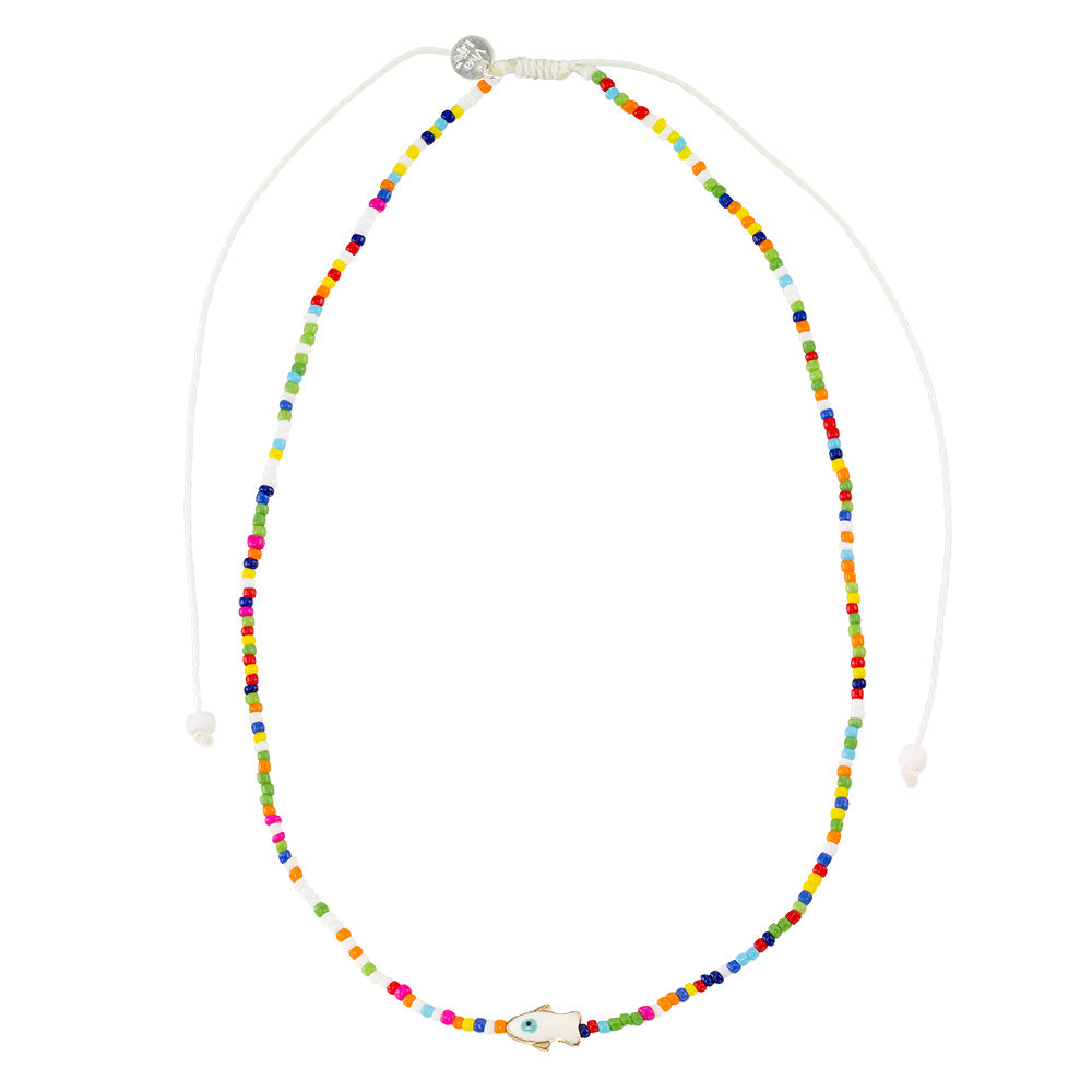 Enamel Sardine Seedbead Necklace