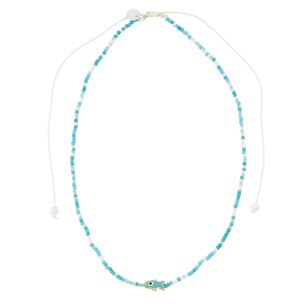 Enamel Sardine Seedbead Necklace