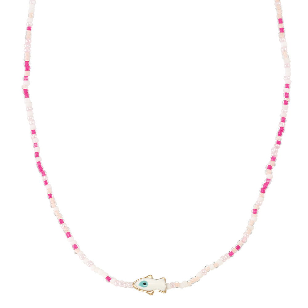Enamel Sardine Seedbead Necklace