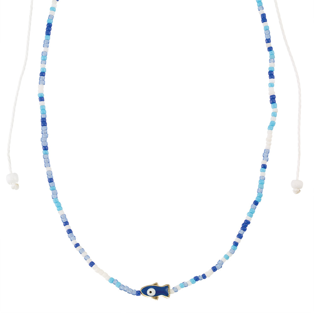 Enamel Sardine Seedbead Necklace