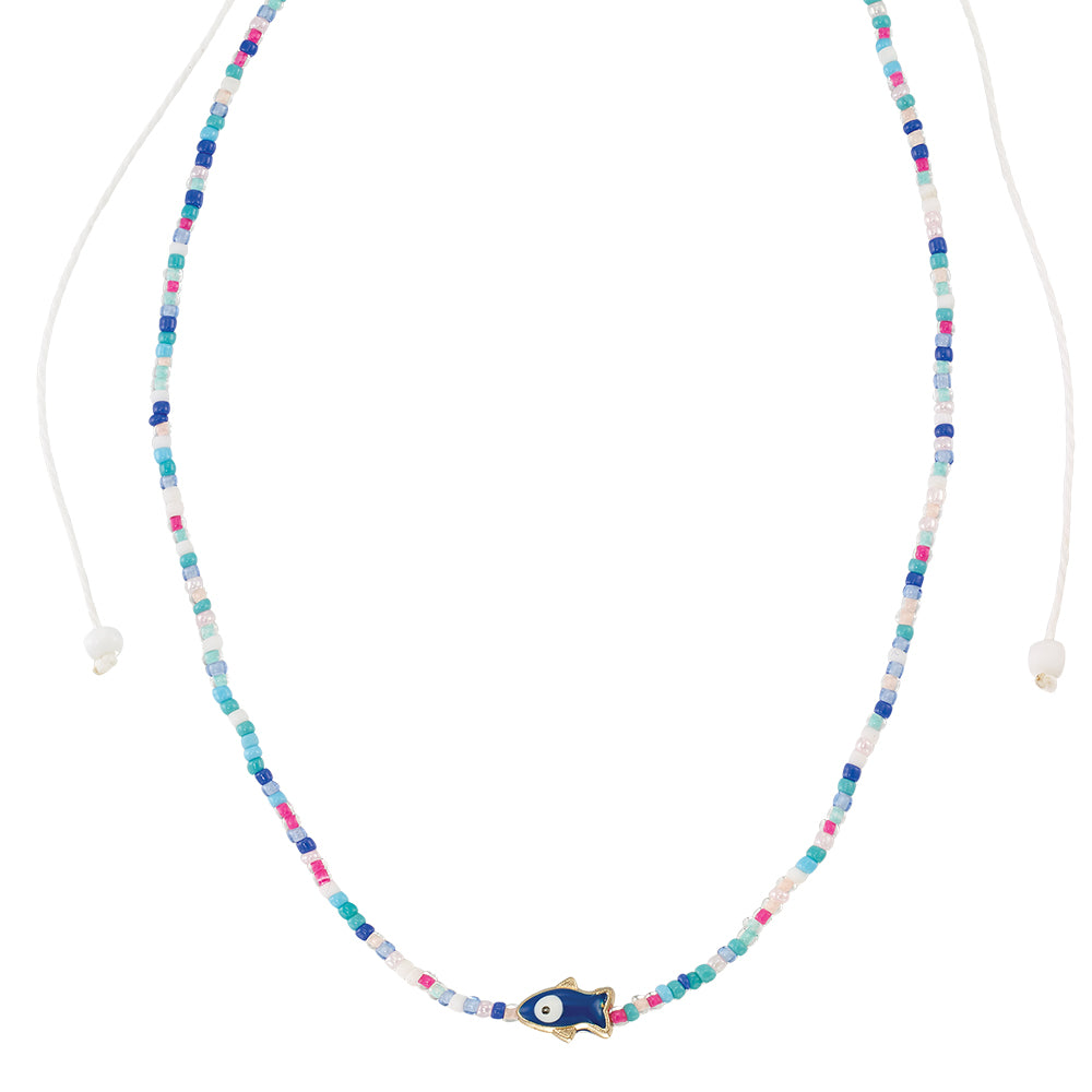 Enamel Sardine Seedbead Necklace
