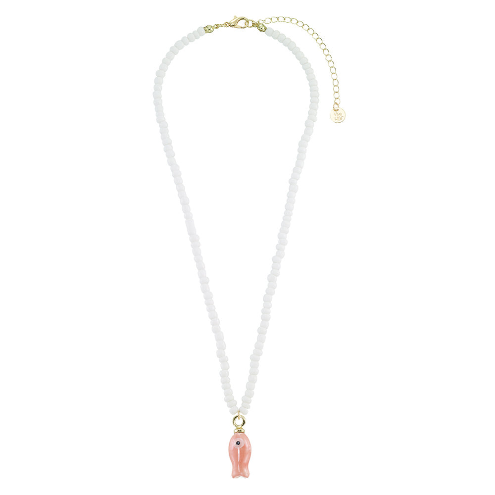 Ceramic Sardine w/ Seedbeads Necklace