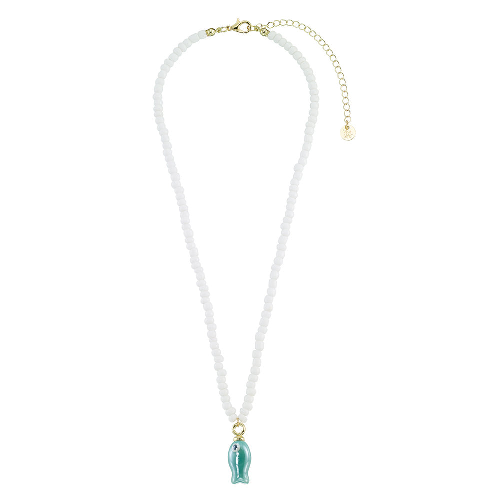 Ceramic Sardine w/ Seedbeads Necklace