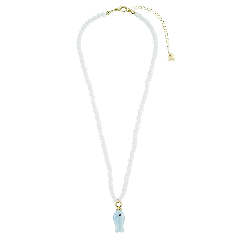 Ceramic Sardine w/ Seedbeads Necklace