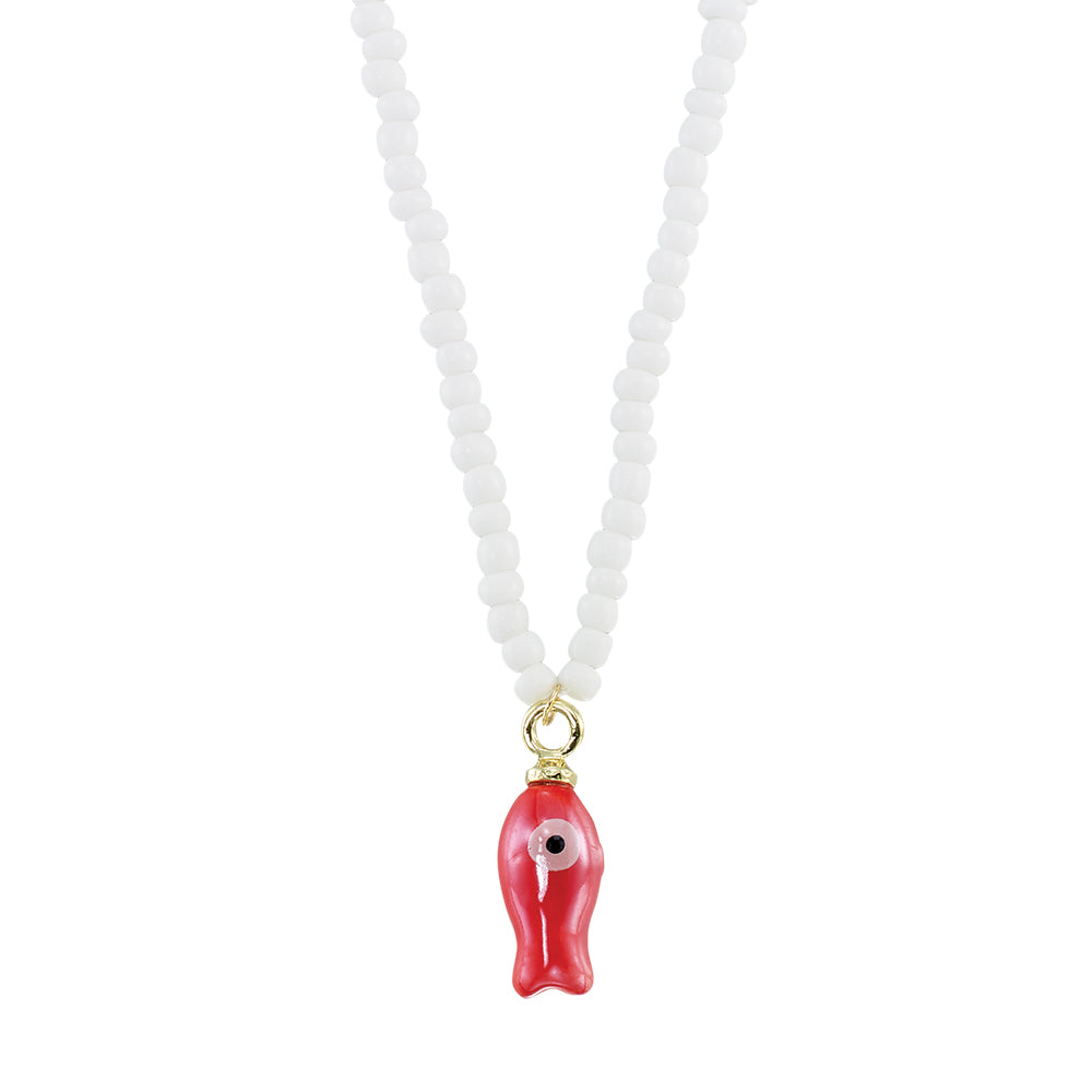 Ceramic Sardine w/ Seedbeads Necklace