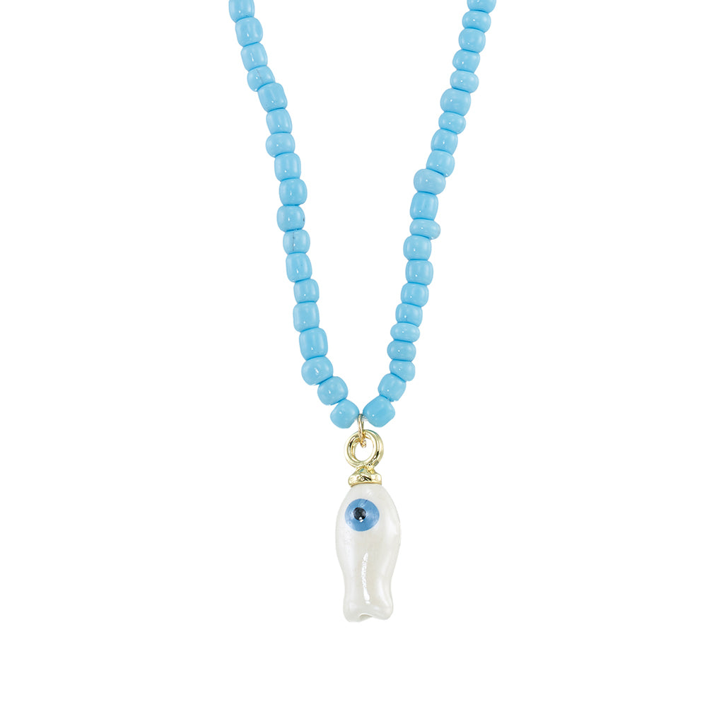 Ceramic Sardine w/ Seedbeads Necklace