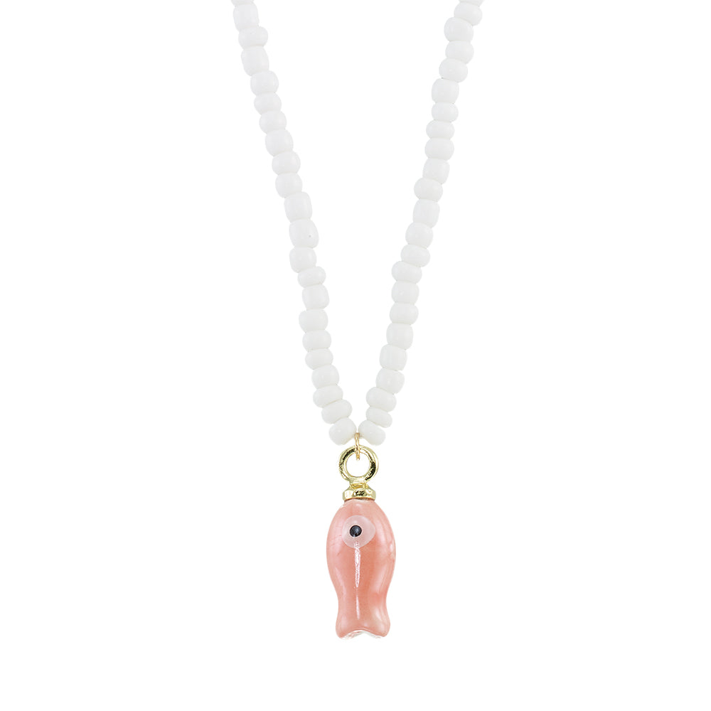 Ceramic Sardine w/ Seedbeads Necklace