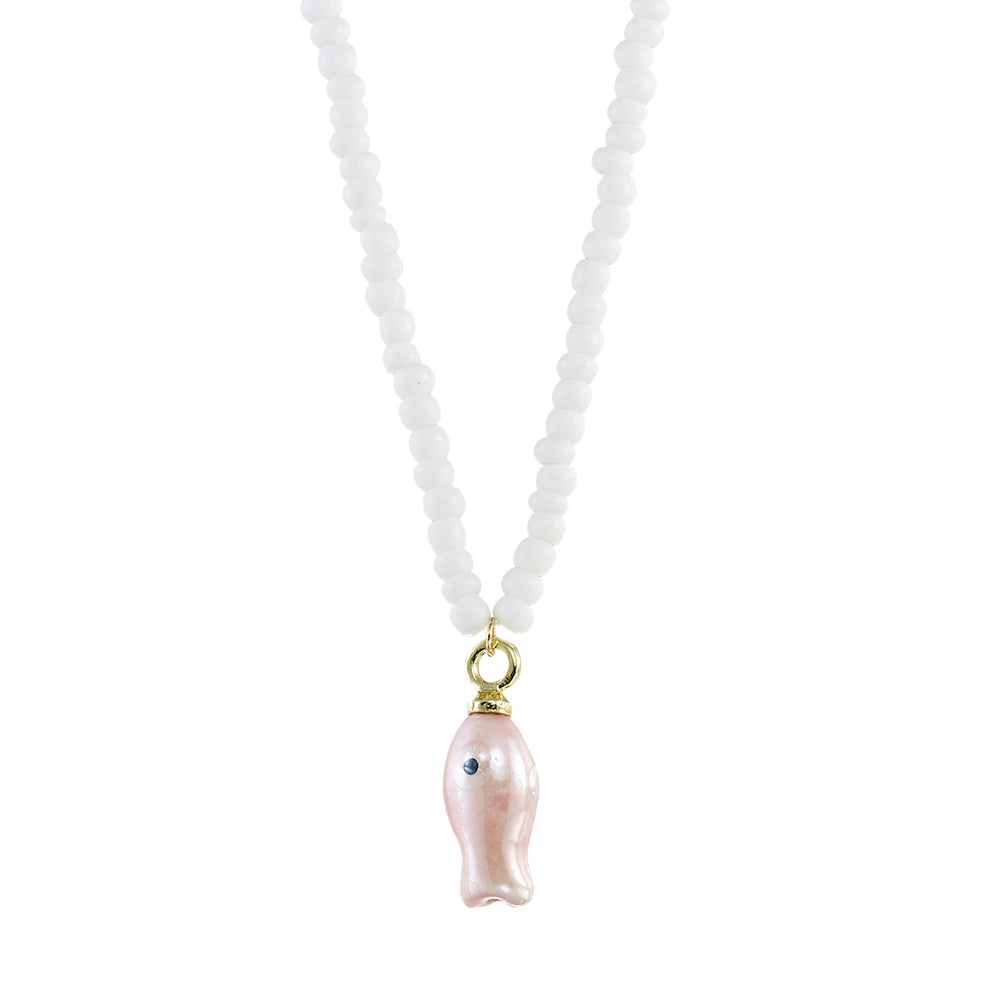 Ceramic Sardine w/ Seedbeads Necklace
