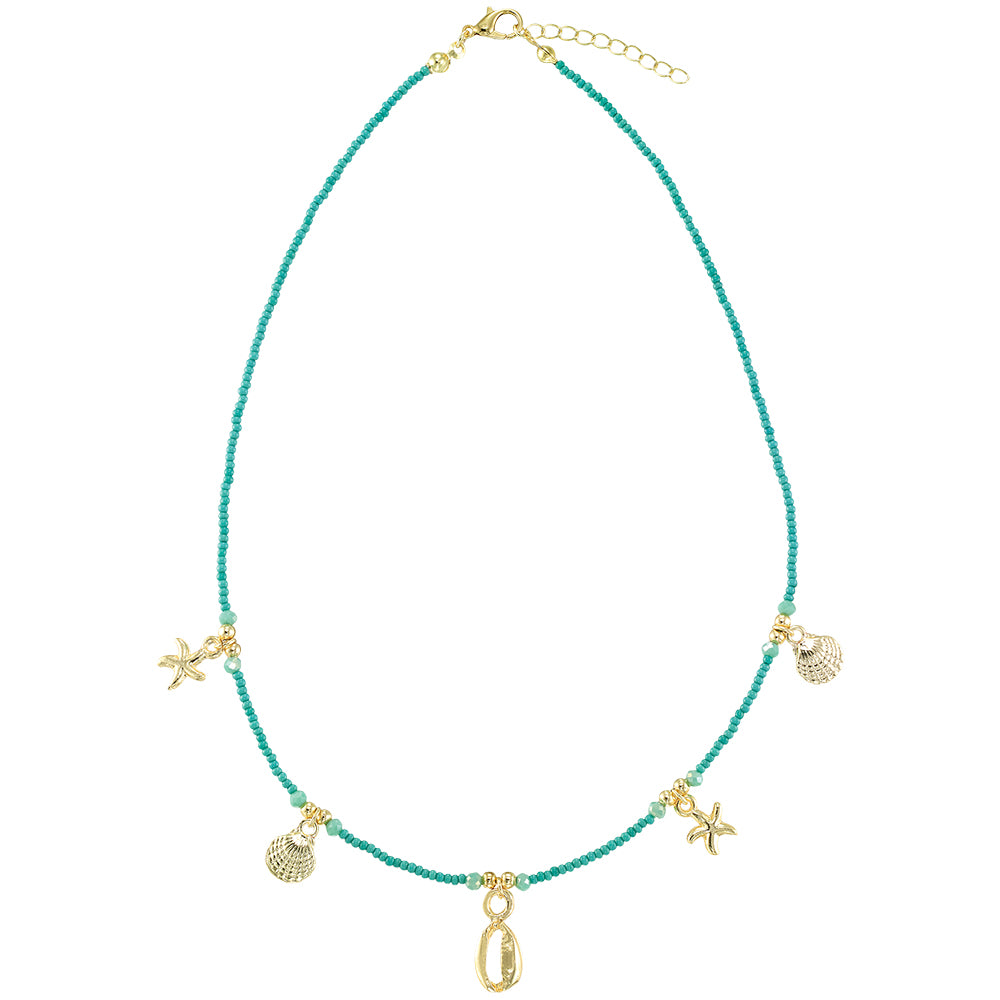 Multi Sealife Charm Seedbead Necklace