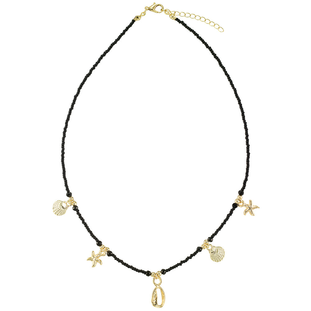 Multi Sealife Charm Seedbead Necklace