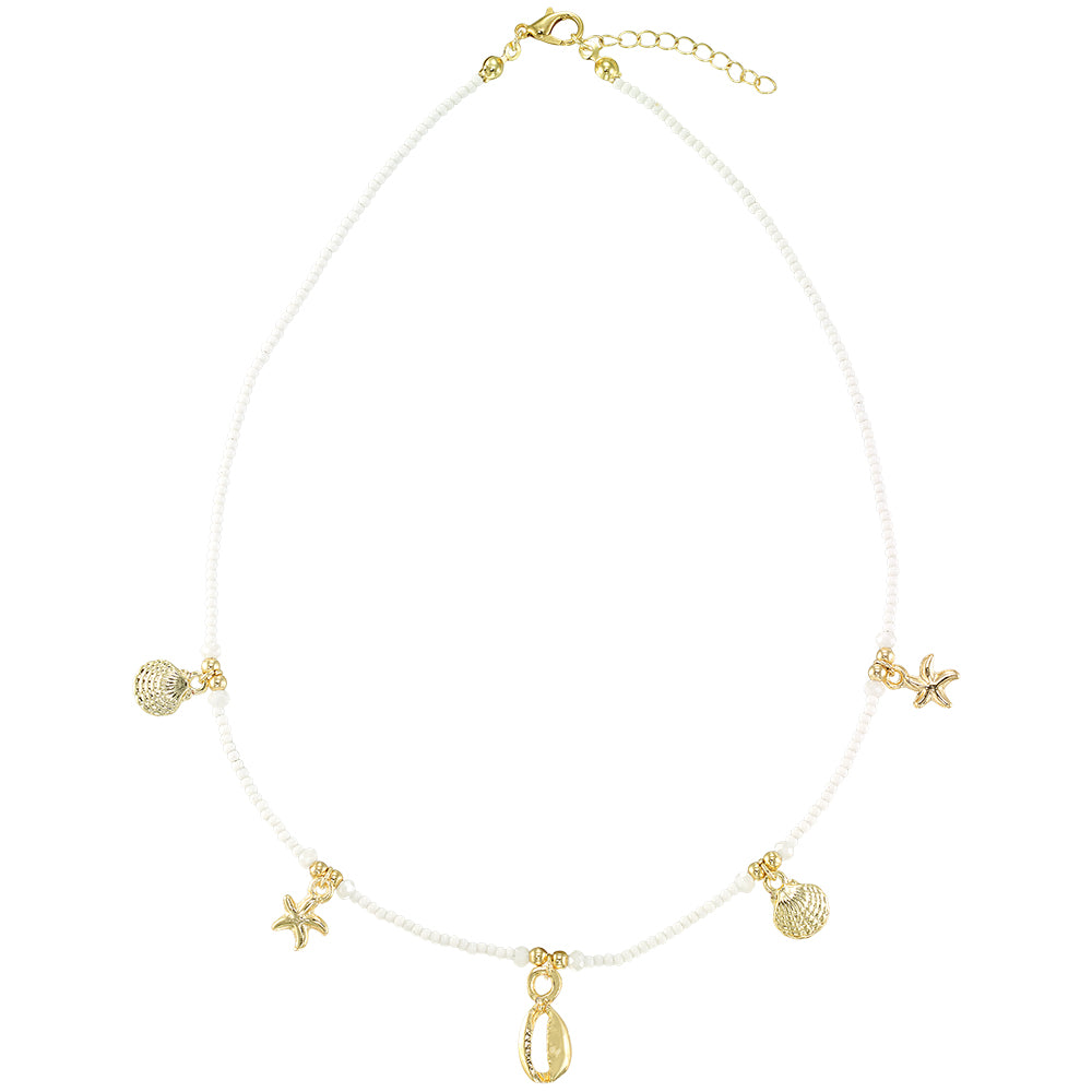 Multi Sealife Charm Seedbead Necklace