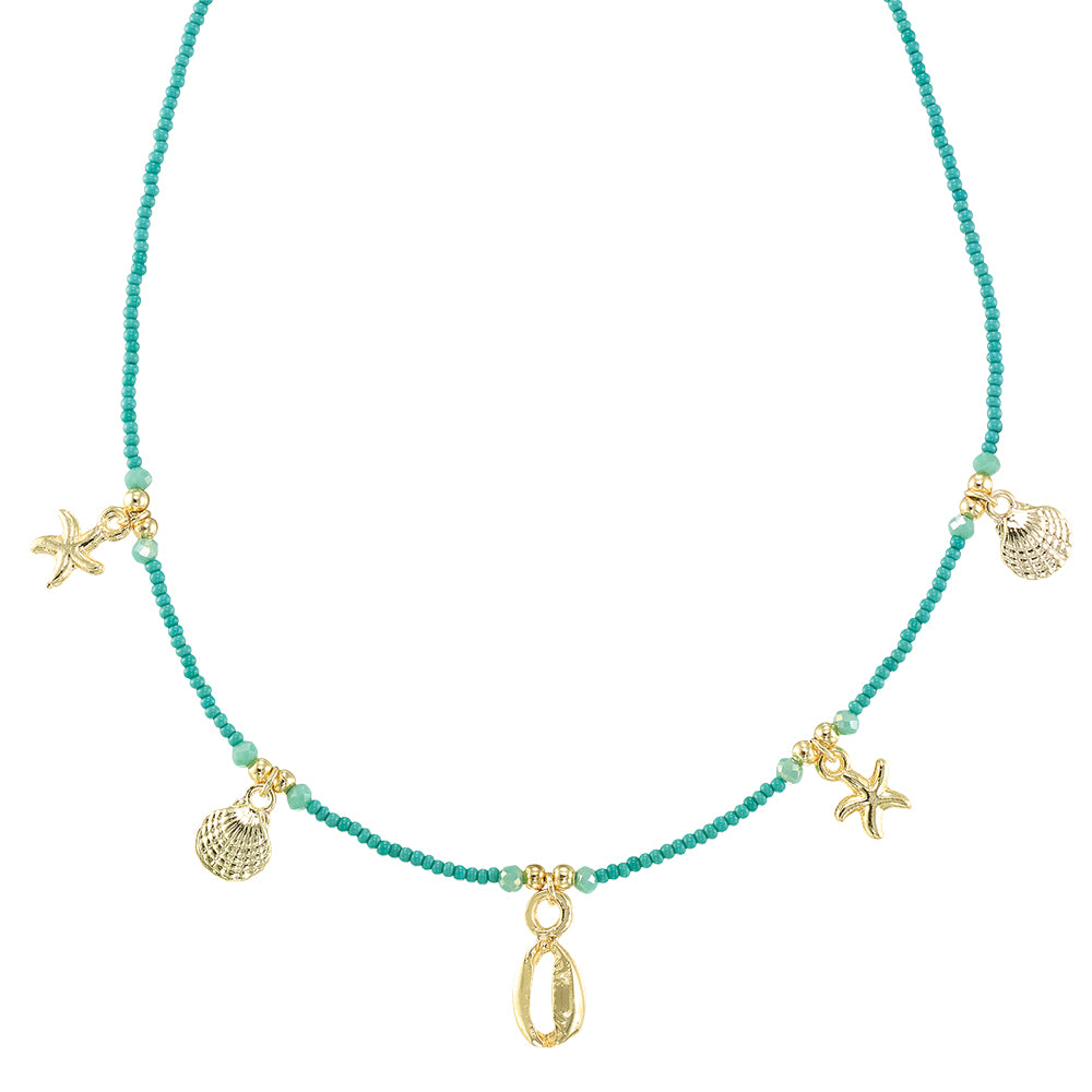 Multi Sealife Charm Seedbead Necklace