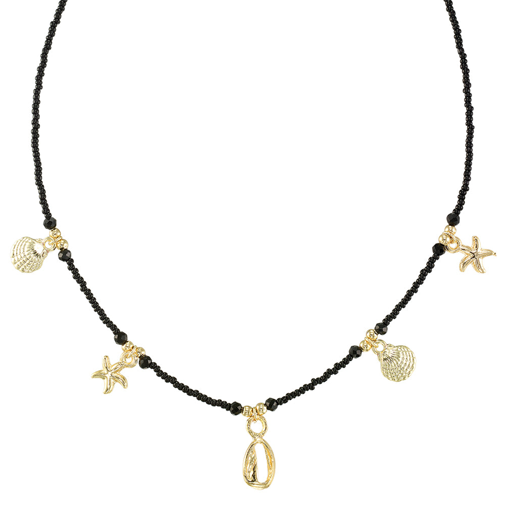 Multi Sealife Charm Seedbead Necklace