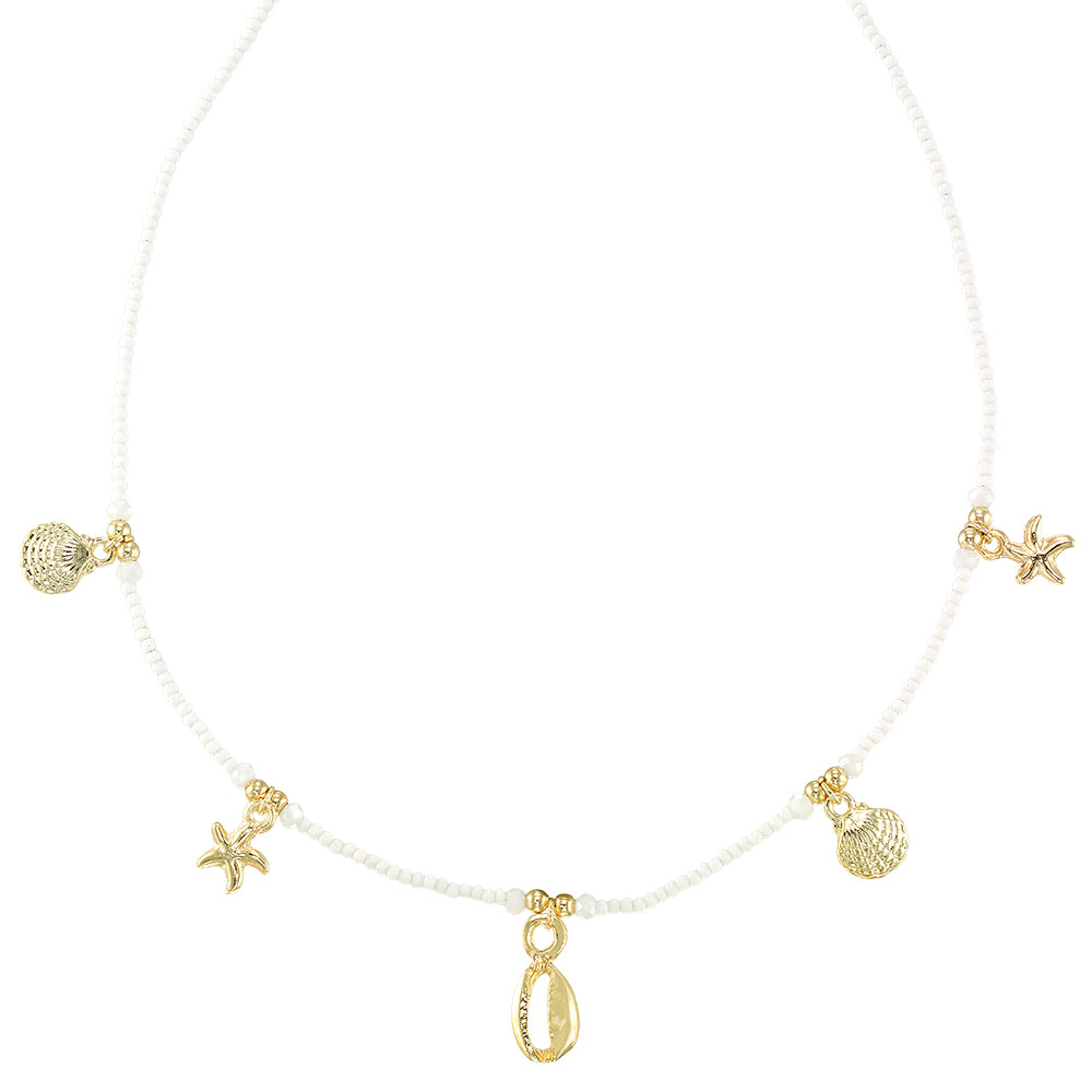 Multi Sealife Charm Seedbead Necklace