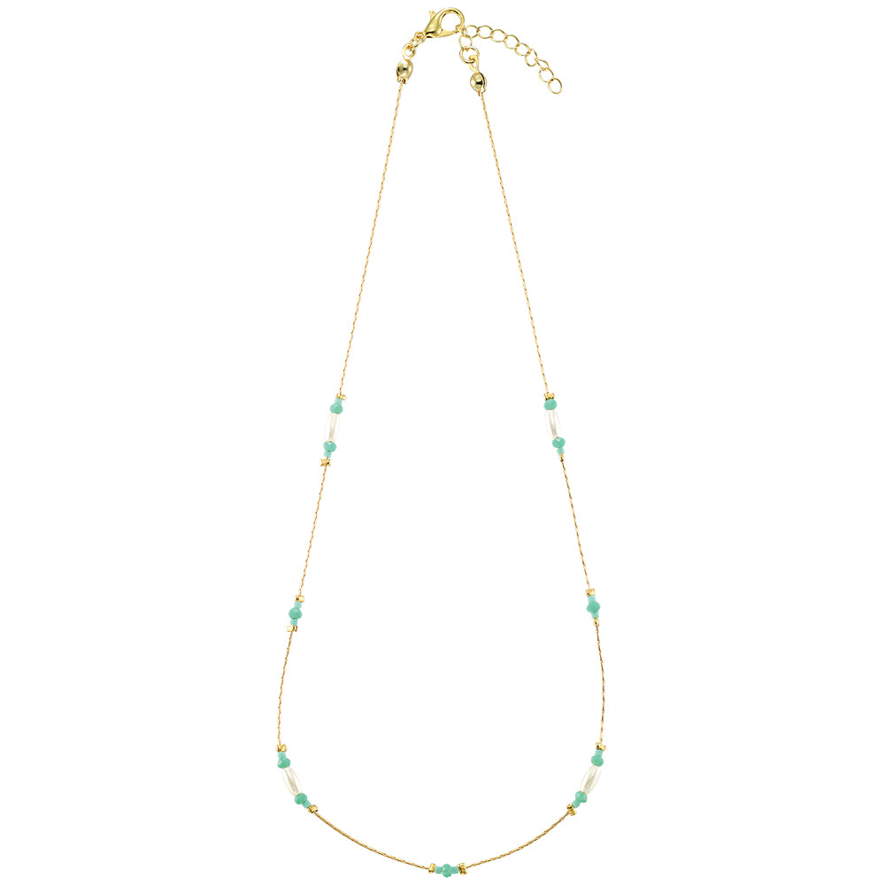 Dainty Rice Pearl & Seedbead Station Necklace