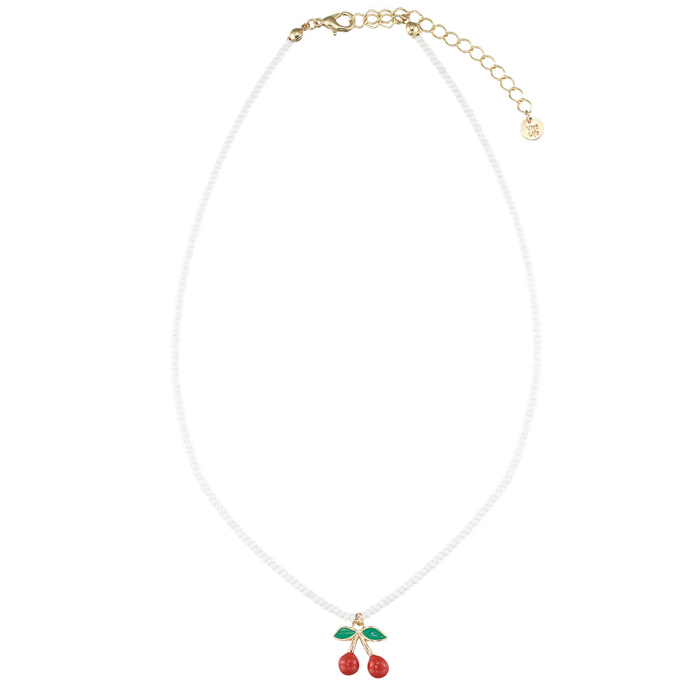 Enamel Cherries Seedbead 16″ Necklace