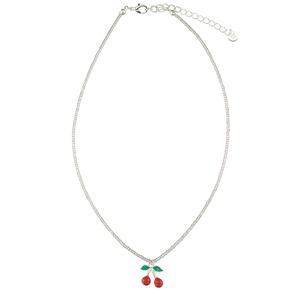 Enamel Cherries Seedbead 16″ Necklace