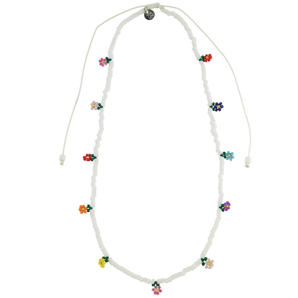 Multi Seedbead Flower Adjustable Necklace