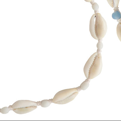 Cowrie & Frosted Bead Linen Necklace