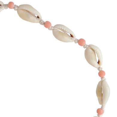 Cowrie & Frosted Bead Linen Necklace