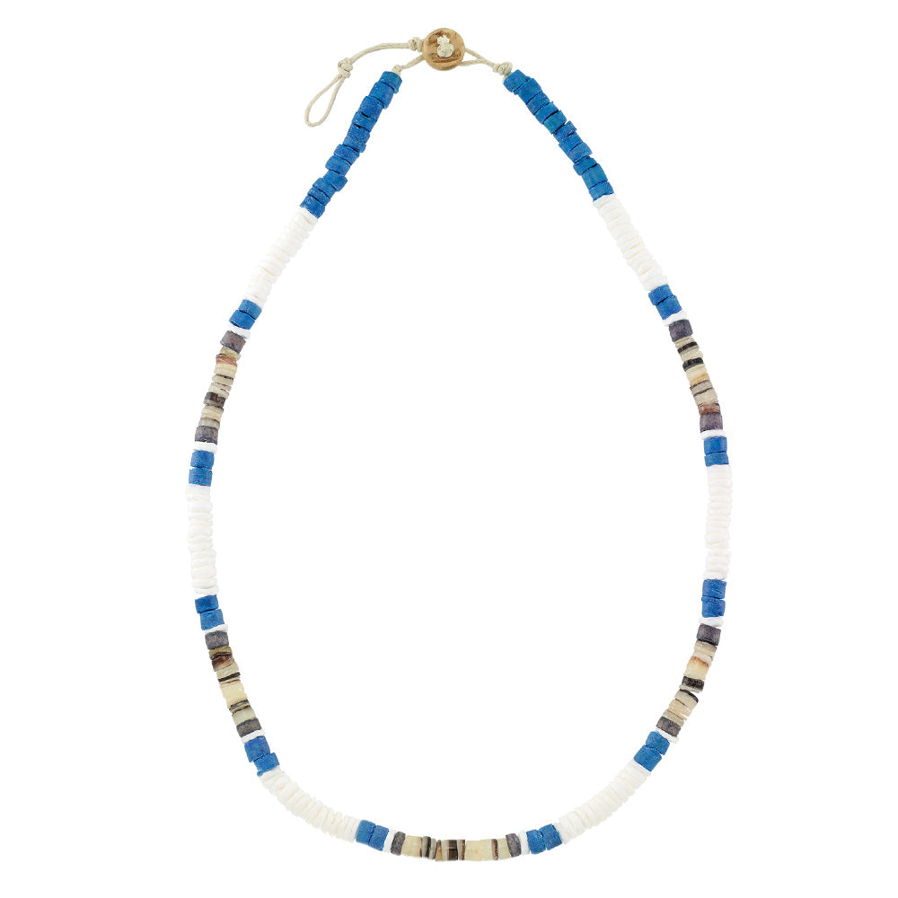 White Clam/Blue Coco/Hammer Shell 16&quot; Necklace