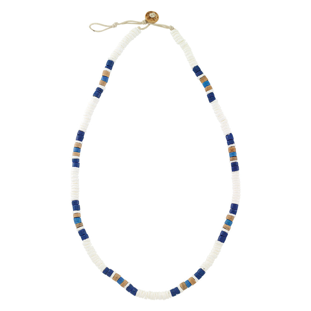 White Clam/Blue Coco Station 16&quot; Necklace