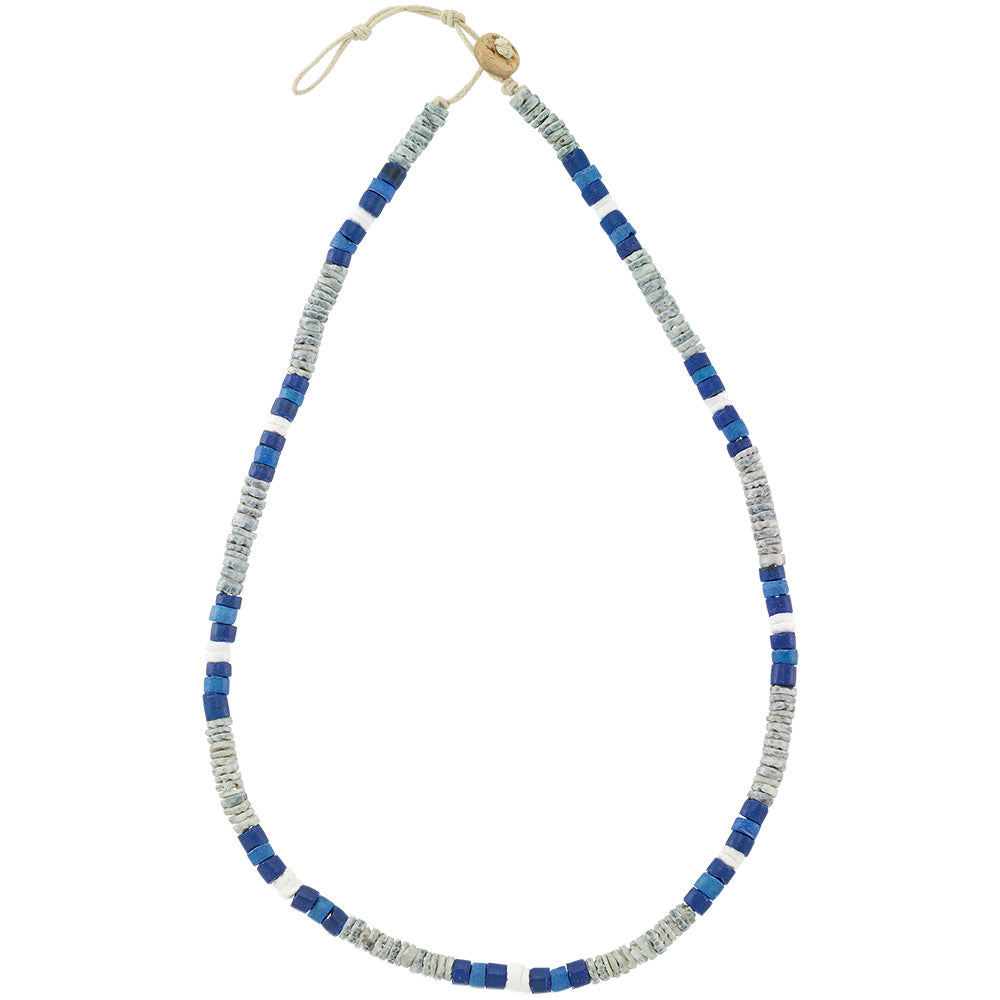 Blue Coco/Grey Clam Shell 16&quot; Necklace